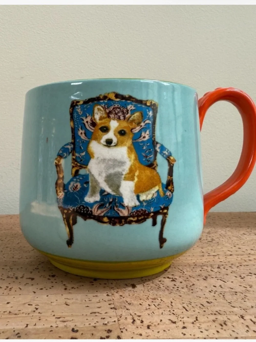 Anthropologie Decorative Dog Accent Mug in Aqua,